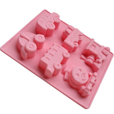 Silicone 6 Cavity Train and Cute Car Cake Pan Baking Silicone Dessert Chocolate Mold Cookie Mold Pudding Jelly Mold