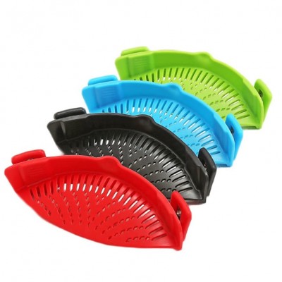 Noodle food basket mesh kitchen strainer filter clip on collapsible silicone colander draining