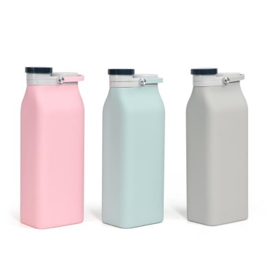 Milk bpa free foldable collapsible juice custom eco friendly silicone sports water drink bottle