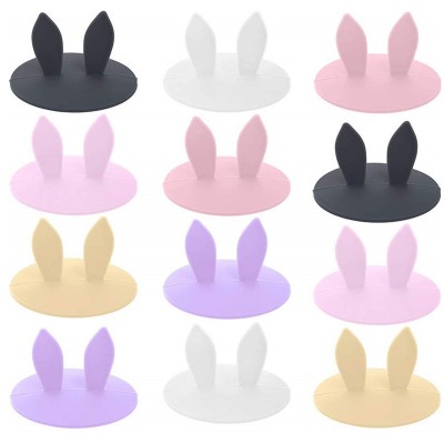 Rabbit ear silicone jar cup lid coffee mug cover easy open anti-dust airtight seal food