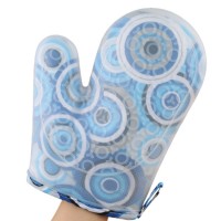 Double-deck silicone rubber cotton household working safety oven glove magic hand mitt product lady fashion long holder black