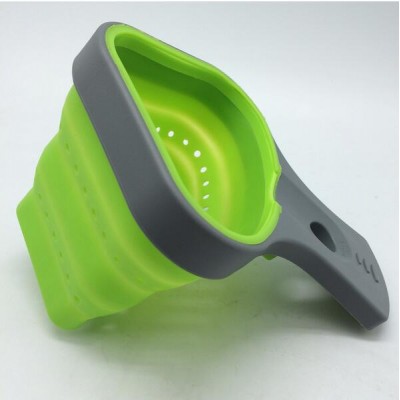 Silicone collapsible pasta baskets/pasta strainer Practical foldable silicone colander with plastic handle