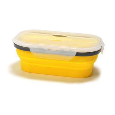 Oval 800ml  silicone cake storage lunch box with spoon bento packaging custom food container restaurant office house takeaway