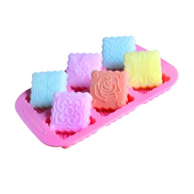 DIY Rosy Square 6 cavities various flower design silicone soap mould