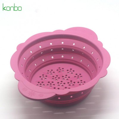 Foldable lace silicone food storage bread gabion fruit picnic basket set strainer for kitchen