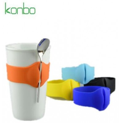 Food grade silicone cup sleeve hold spoon coffee cup cooler with best quality