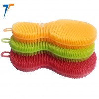 Food-grade Antibacterial vegetable brush silicone dish washing scrubber sponge