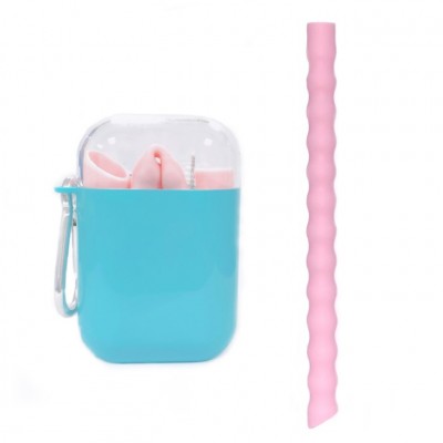 Wave shape silicone telescopic collapsible drinking straw with a brush and box foldable eco friendly folding reusable recyclable