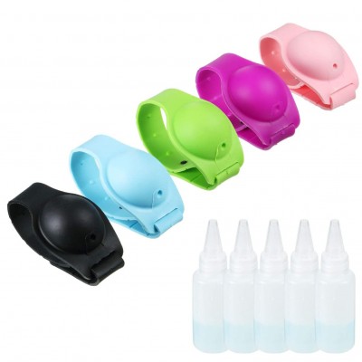 Silicone reusable portable bracelet band squeezy hand sanitizer dispenser wristband for kids